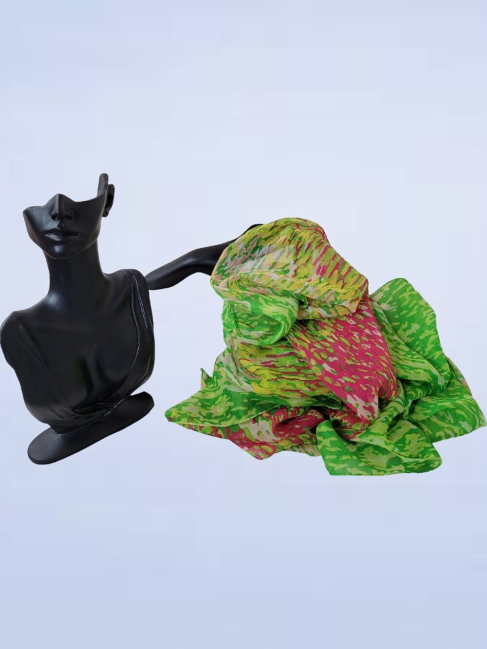 Lightweight Chiffon Multicolour Scarf with Abstract Pattern - Picture 5 of 5